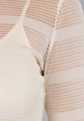 Beige Jurk met Structuur en Onderjurk