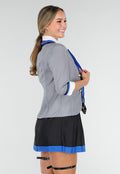 School Uniform Kostuum met Grijze Blazer Blouse Set met Rok en Stropdas