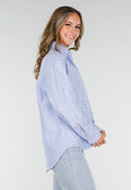 Blauw-Wit Gestreepte Blouse met Strass Steentjes