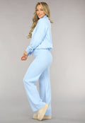 Babyblauwe Gebreide Co Ord Set met Col