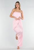 Roze Geribde Bandeau Top met Stretch