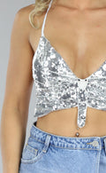 Zilveren Glitter Vlinder Top