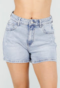 Lichtblauwe Denim Short met High Waist en Stretch