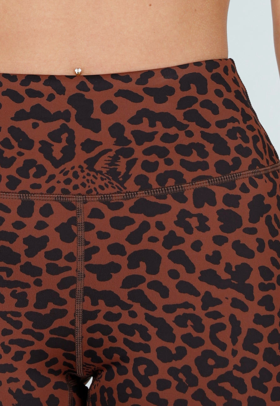 Bruine High Waist Sportlegging met Panterprint