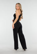 Zwarte One Shoulder Body met Drapering in Mesh Stretch
