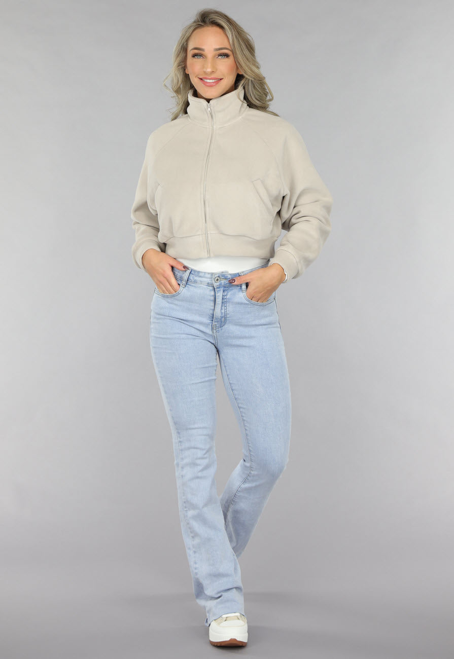Cropped Fleece Vest met Hoge Kraag