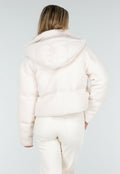 Witte Teddy Pufferjas met Capuchon en Hoge Kraag