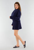 Navy Boucle Instappers met Gouden Detail