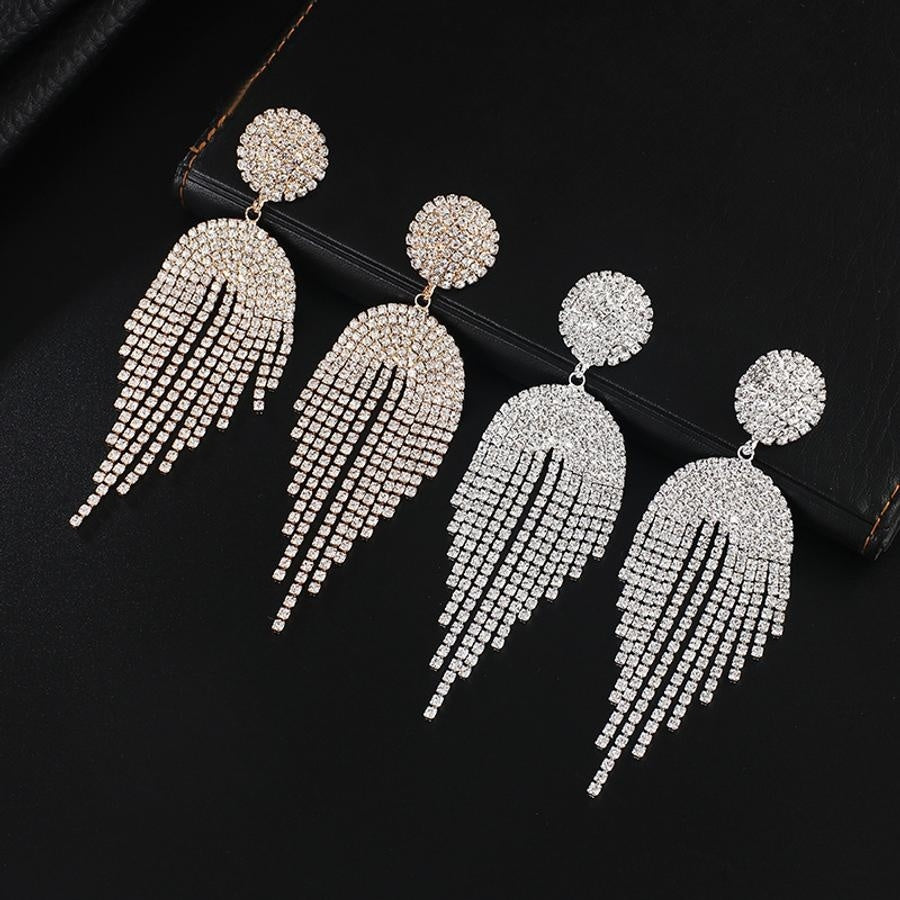 Goudkleurige Oorhangers met Strass