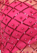 Roze Mesh Parel Top met Korte Mouwen