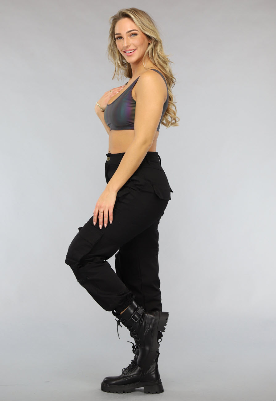 Reflecterende Korte Top met Padding