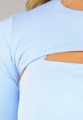 Cropped Blauwe Bolero met Ronde Hals