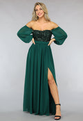 Groene Longsleeve Galajurk met Pailletten met Split