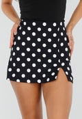 Zwarte Polkadot Skort met Split en Stretch