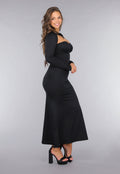 Zwarte Jurk met Pads en Twist Detail