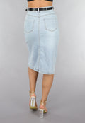 Midi Denim Rok met Studs en Riempje