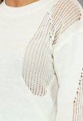 Gebroken Witte Trui met Gescheurde Look