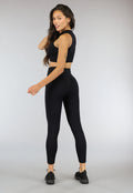 Zwarte Ribstof Sport Broek met Scrunch