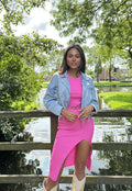 Cropped Jeans Jasje met Druksluiting