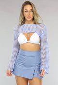 Blauwe Bolero met Wijduitlopende Mouwen