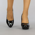 Zwarte Lak Pumps met Plateau