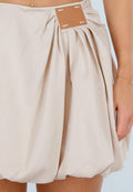 Beige Ballon Skort met Hoge Taille