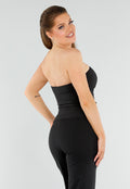 Zwarte Strapless Gilettop met Knopen