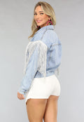 Denim Jasje met Zilveren Fringe