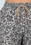 Leopard Print Broek met Rechte Pijp en Elastische Taille