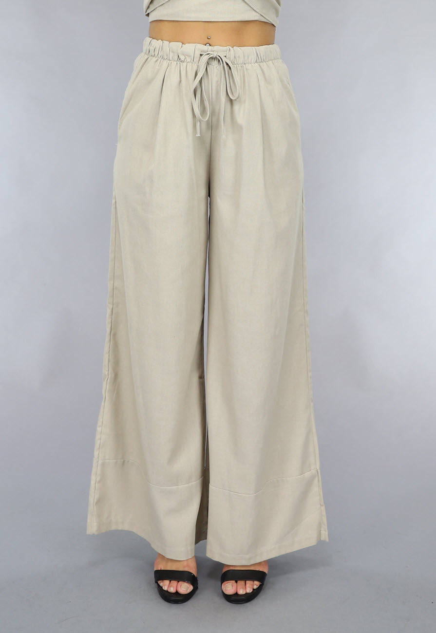Wide Leg Linnenlook Broek
