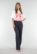 Antraciet Elastische Pantalon met Rechte Pijpen
