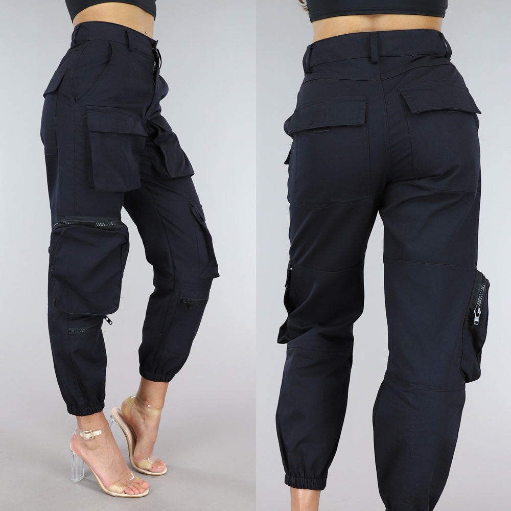 Zwarte Cargo Broek met Zakken