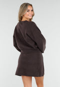 Donkerbruin Two-Piece Set met Vest en Mini Rok