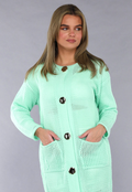 Oversized Mintgroen Gebreid Vest met Knopen en Zakken