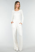 Witte Zachte Stretch Broek met Rechte Pijpen