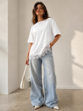 Wit Oversized T-Shirt met Kantzoom