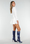 Denim Look Knielaarzen met Stiletto Hak