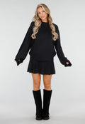 Zwarte Gebreide 2-Piece Set met Trui en Rok