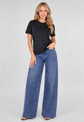 Zwart Basic T-Shirt met Lichte Stretch