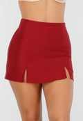 Bordeauxrode Skort met Stretch en Split