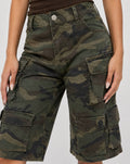 Groene Camouflage Cargo Bermuda Short met Zakken