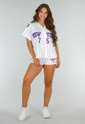 Wit Gestreept Stretchset met Sportprint en Knoopsluiting