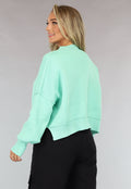 Gebreide Trui met Zichtbare Naden in Turquoise
