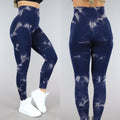 Donkerblauwe High Waist Gevlekte Sportlegging