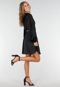 Zwarte Satijnen Longsleeve Skater Jurk