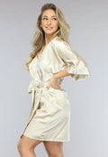 Satijnen Bridal Kimono Kort in Ivory