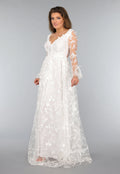 Lange Witte Bridal Jurk met Bloemen