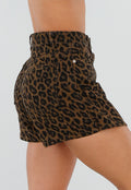 Bruine Leopard Skort met Lichte Stretch