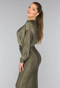 Gouden Maxi Jurk met Strass Steentjes