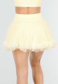 Butter Yellow Tule Rokje met Ondershort en Elastische Tailleband